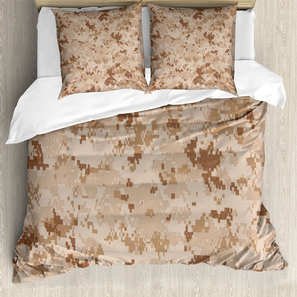 ABAKUHAUS Camo Bettbezug, Wüste Marpat Camo Motiv, Milbensicher Allergiker geeignet mit Kissenbezügen, 200 cm x 200 cm - 80 x 80 cm, Pale Brown Zimt