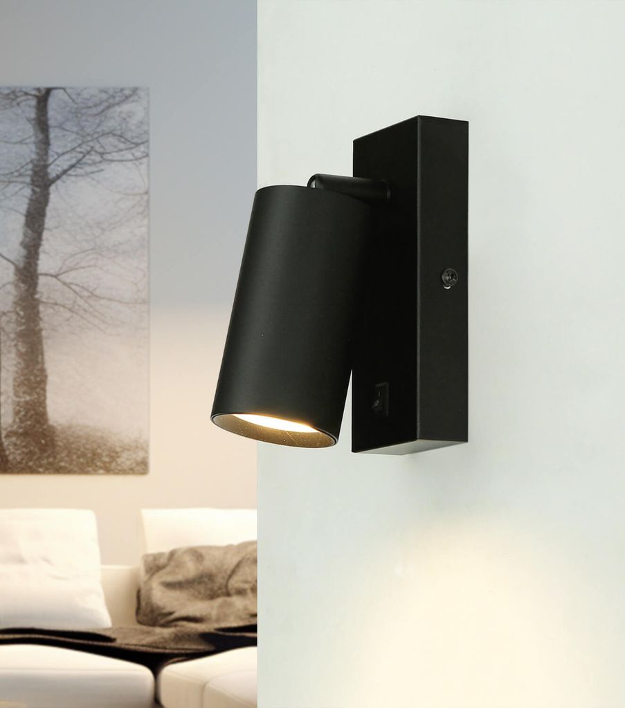 Wandspot Metall verstellbar Schwarz GU10 Wandlampe