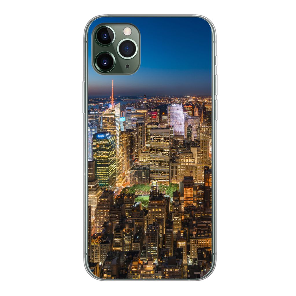 MuchoWow Handyhülle Schutzhülle Hülle für iPhone 11 Pro Max New York - Farben - Nacht Silikon Softcase Handy Hülle - Schutz