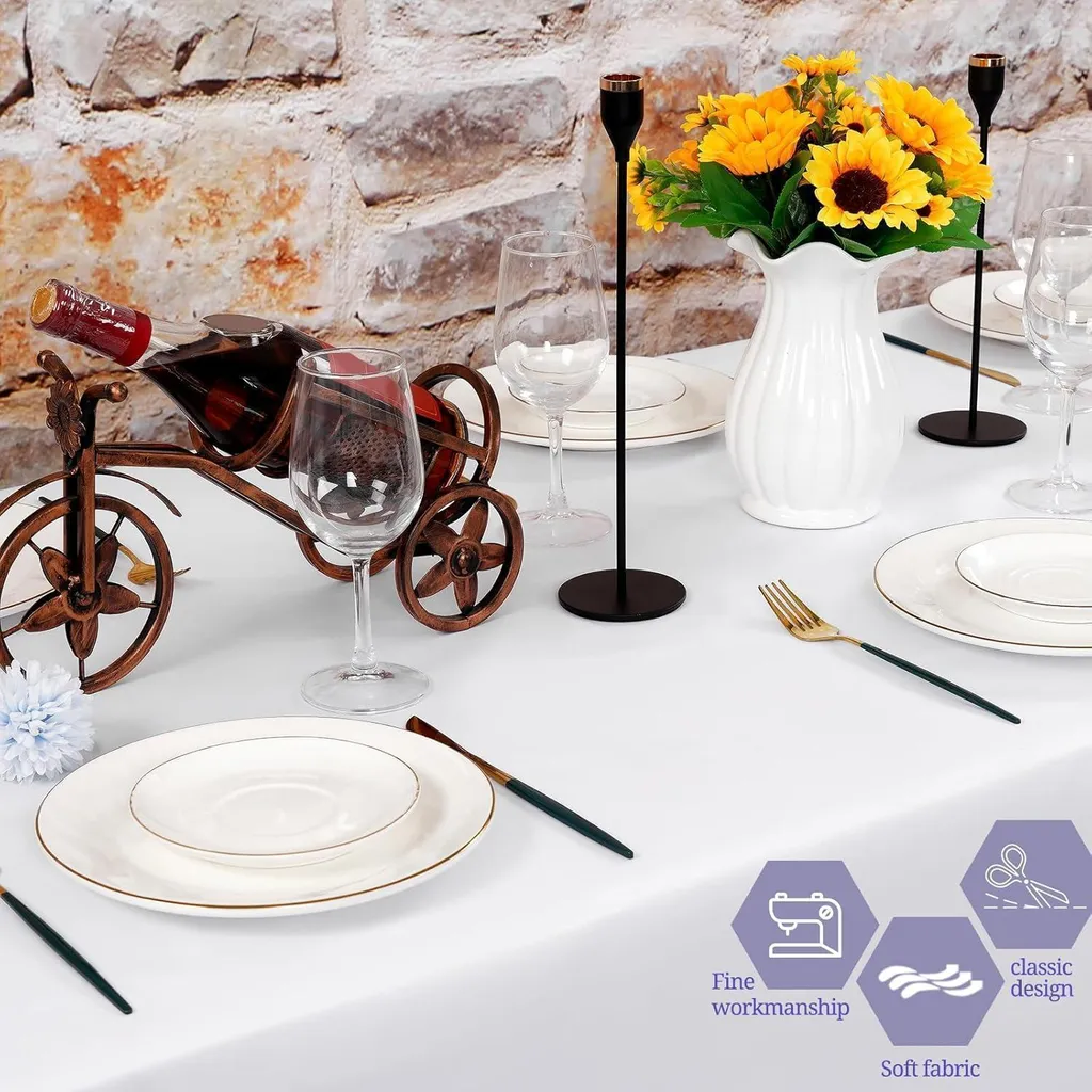 FXKS Confezione da 6 Tovaglie Bianche, Adatte per Tovaglie in Fibra di Poliestere per Tavoli Rettangolari 6ft, Decorazione Tovaglia Riutilizzabile per Banchetti di Nozze(153 x 260cm