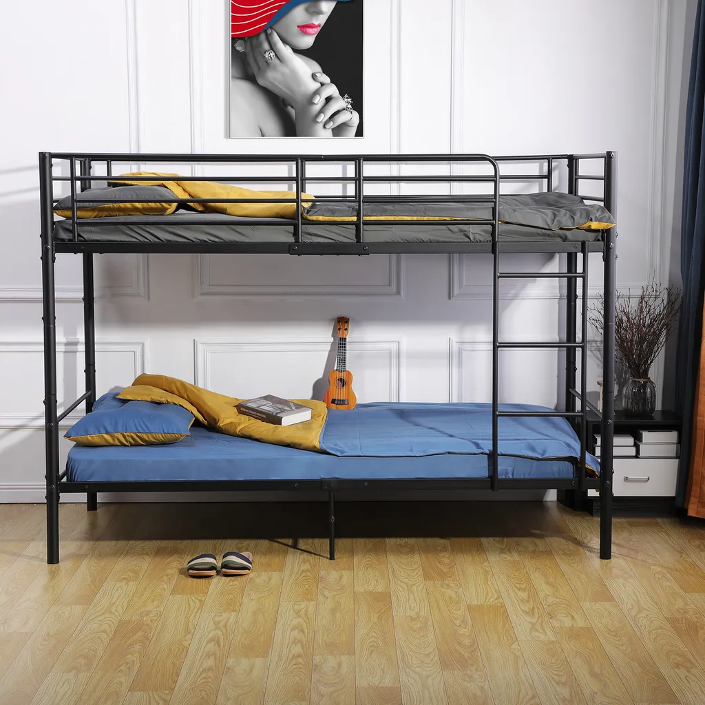Lit Superposé 90x200cm pour Appartement Étudiant et Chambre Enfant Noir