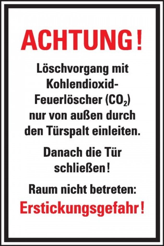 Dreifke Aufkleber I Zusatzschild, Löschvorgang mit CO² Feuerlöscher durch Tü...