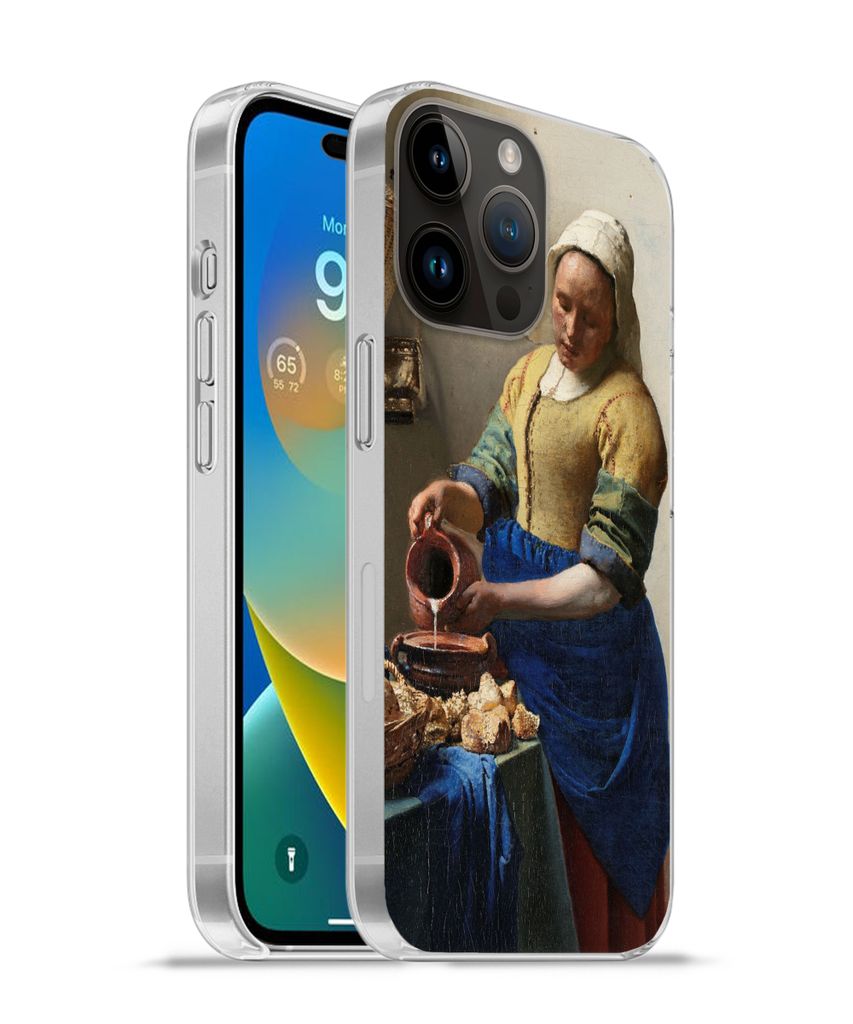 MuchoWow Handyhülle Schutzhülle Hülle für Apple iPhone 14 Pro Max Das Milchmädchen - Gemälde von Johannes Vermeer Silikon Softcase Handy H...