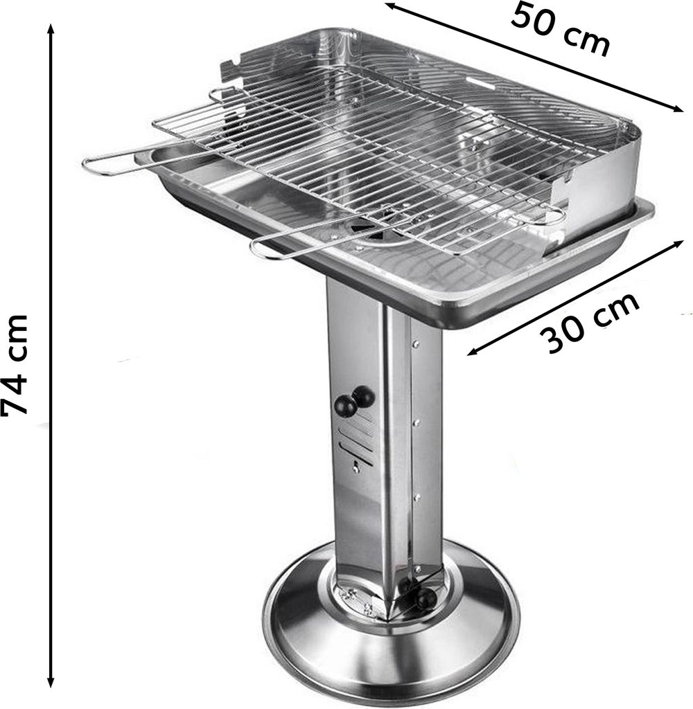 Säulengrill Edelstahl ECKIG 52x30x74