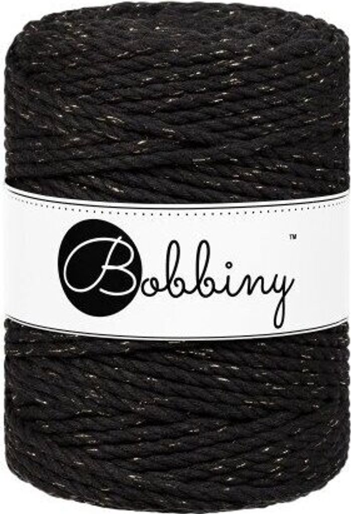 Bobbiny 3PLY Macrame Rope 5 mm 100 m Golden Black Schnur