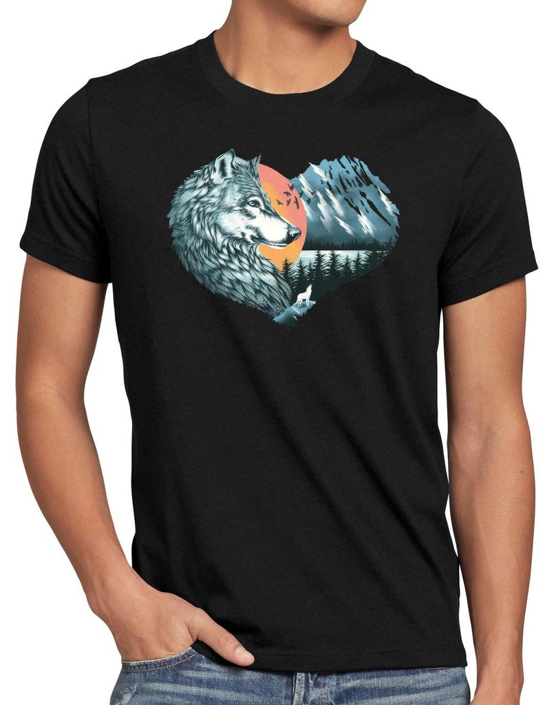 style3 Heart Animals - White Wolf Herren T-Shirt