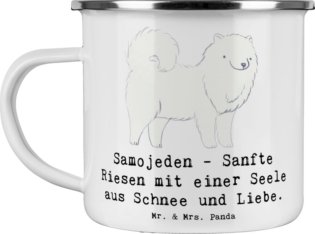 Mr. & Mrs. Panda Teetasse Samojede Liebe - Weiß - Geschenk, inspirierende Sprüche, Samojeden, Teebecher, Hunderassen, Hunderasse, Emaille Tasse, ...