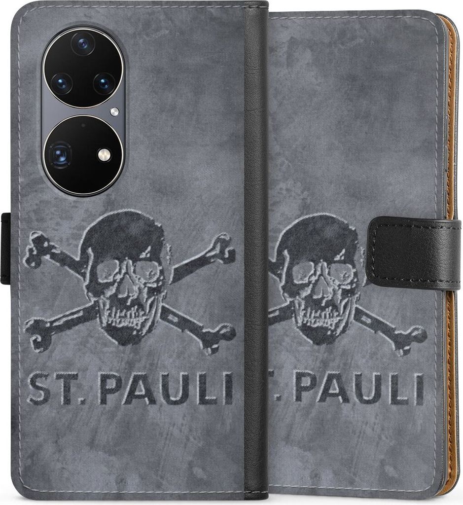 DeinDesign Klapphülle für Huawei P50 Pro Handytasche Lederhülle Tasche Beton FC St. Pauli Logo