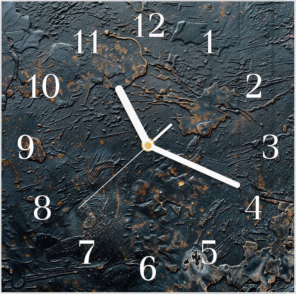 Wanduhr aus Glas mit Motiv Abstrakte Struktur- 30 x 30 cm - inkl. Aufhängesystem