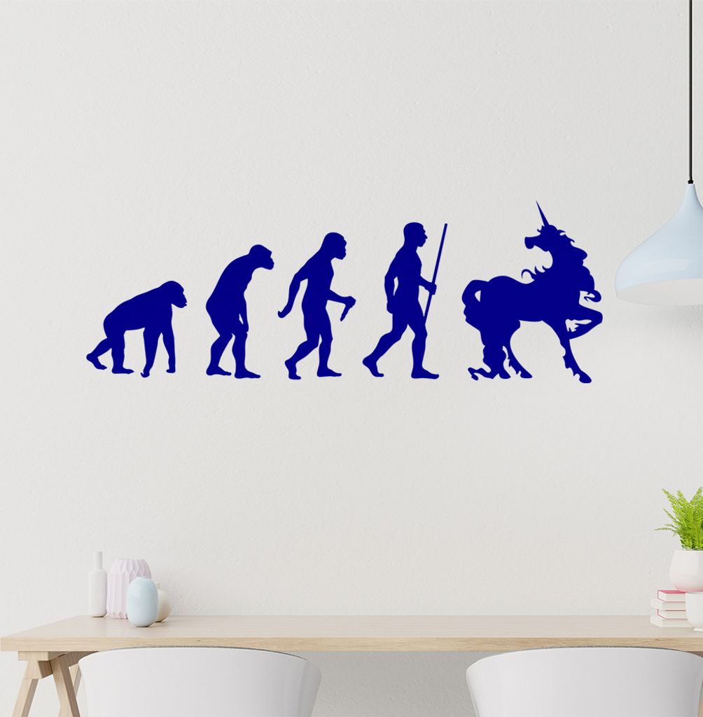 Einhorn Glitzer Evolution Wandtattoo Wandaufkleber Wall Sticker - Dekoration, Küche, Wohnzimmer, Schlafzimmer, Badezimmer