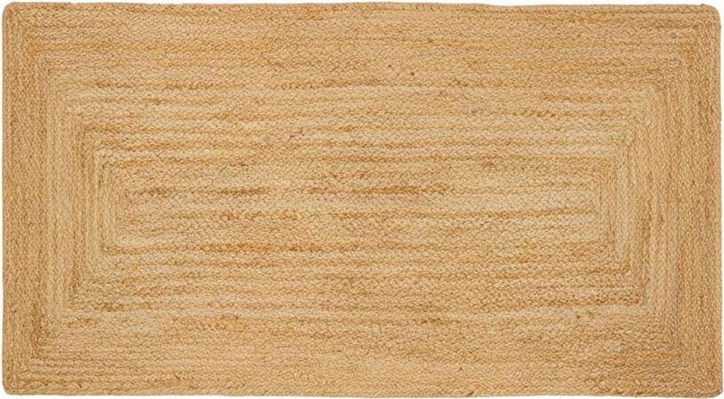 Elegant Floors Rechteckiger Jute Teppich Natur | Handgefertigtes Boho Wohnaccessoire mit Rahmenmuster im modernen Skandi Stil | Wohnzimmer Teppic...