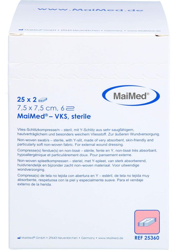 Vlies-Schlitzkompressen 7,5x7,5cm 6-fach steril, 50 St. Produktbild 
