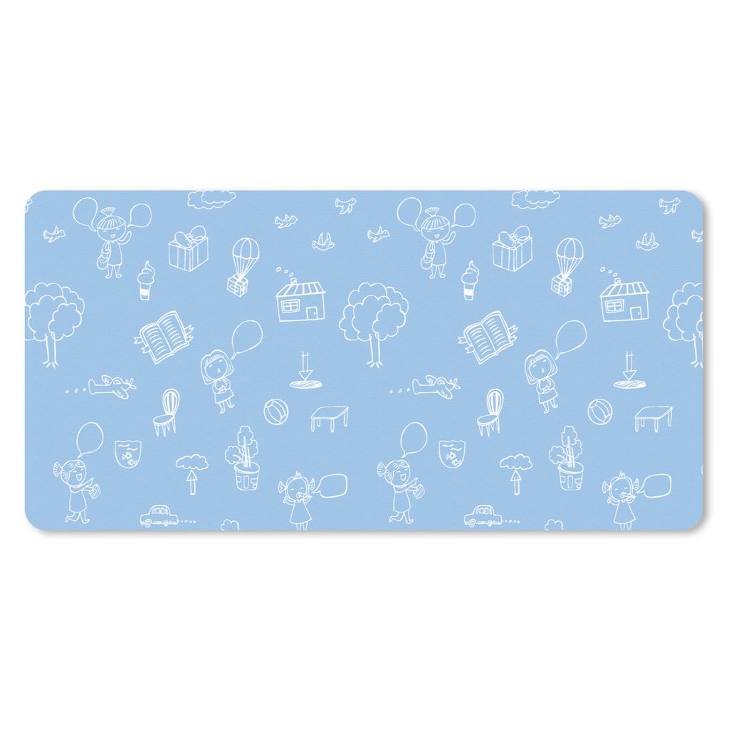 MuchoWow Schreibtischunterlage Muster - Geburt - Blau 80x40 cm - XXL Mauspad - Gaming Mauspad
