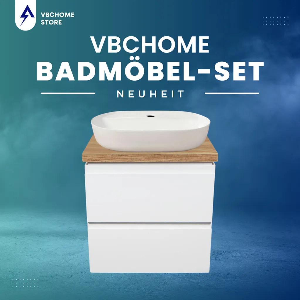 Meuble de Bain Blanc 60 cm avec Vasque Céramique et 2 Grands Tiroirs - 2