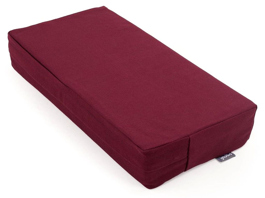 Kissen rechteckig, Kokosfaser-Füllung, abnehmbarer Baumwollbezug, 46 x 23 x 7,5 cm, (bordeaux-rot)