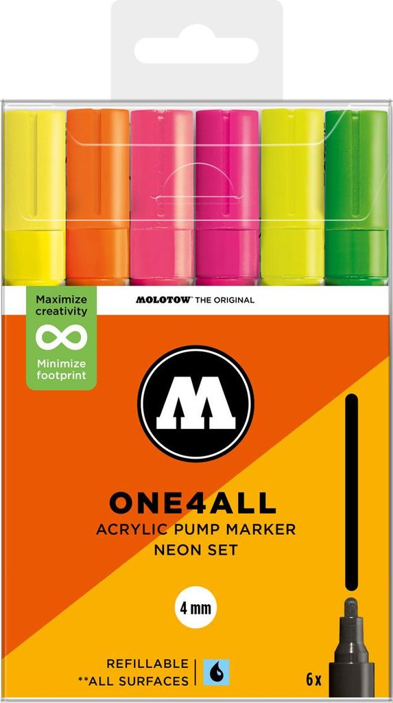 Molotow Acrylmarker One4All 227HS Neon Set