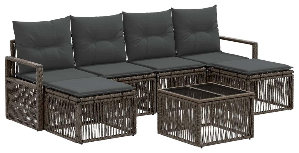 Gartensofa-set 7 pcs Grau Poly-Rattan