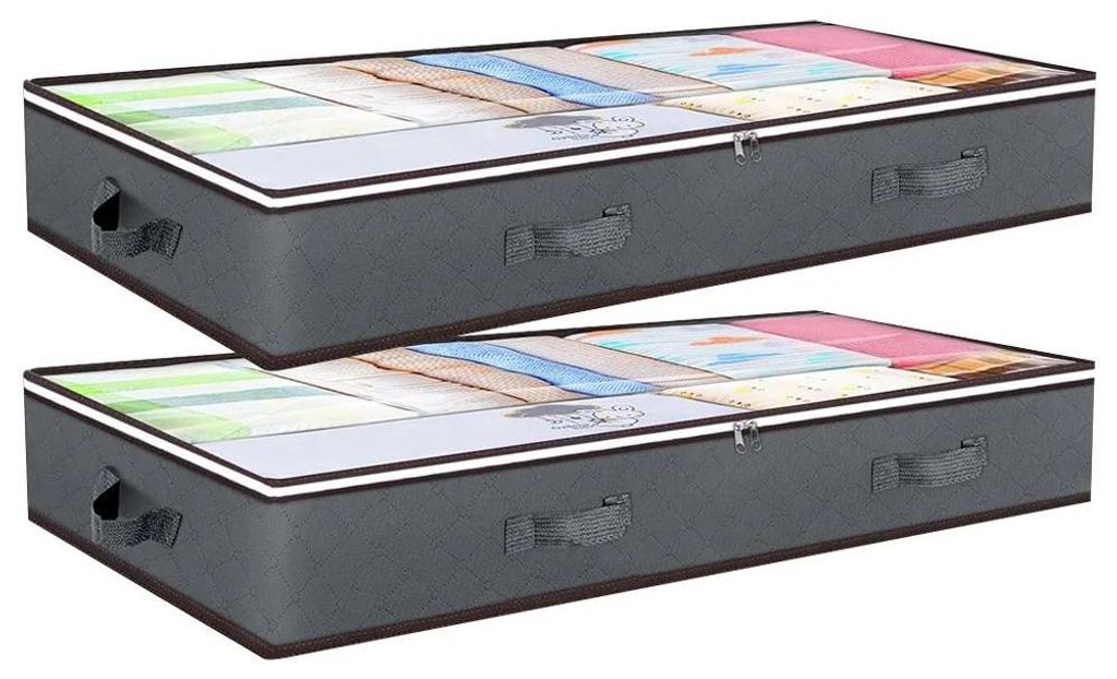 Unterbett Aufbewahrungstasche - Kleider Aufbewahrungsbeutel - Faltbar staub- und feuchtigkeitsdicht - Große Kapazität 100x50x15 cm - 2er Set