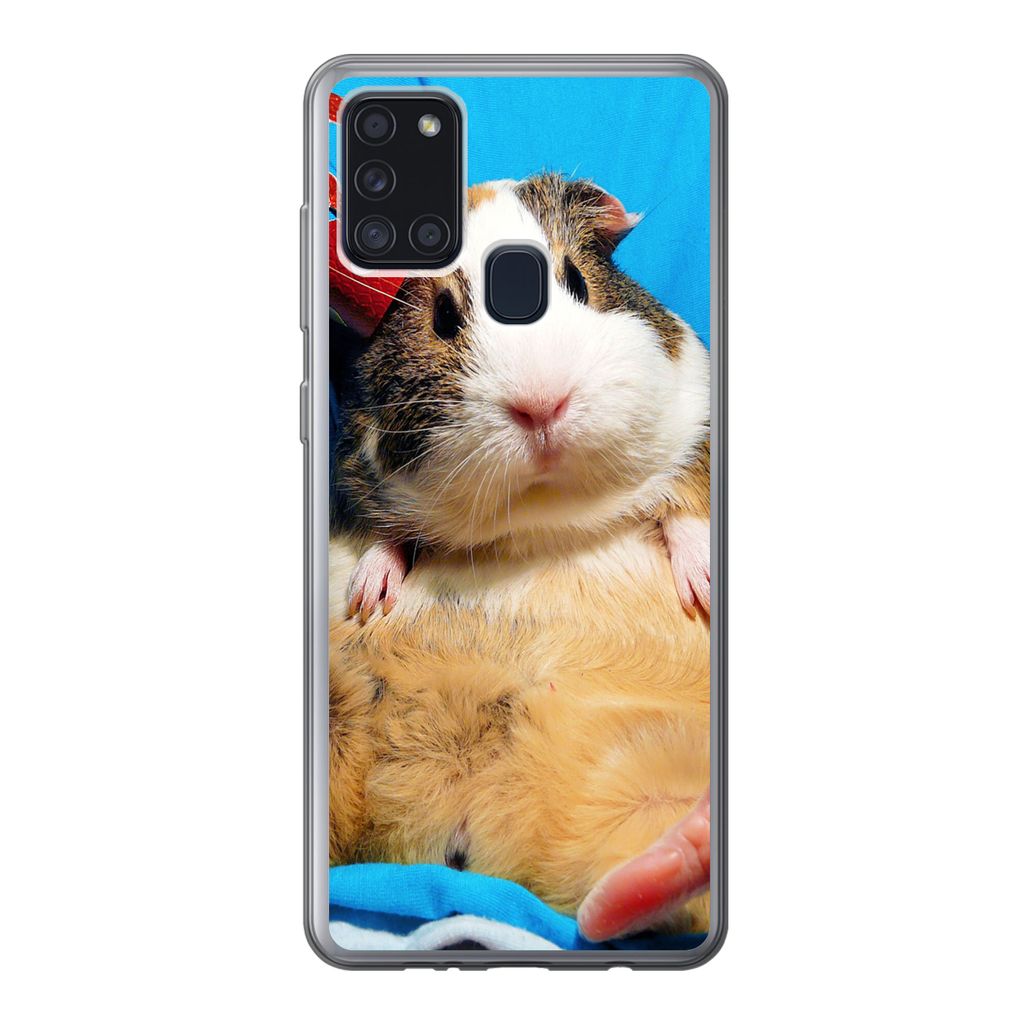 MuchoWow Handyhülle Schutzhülle Hülle für Samsung Galaxy A21s Meerschweinchen - Lustig - Krone - Kinder - Jungen - Mädchen - Kind Silikon So...