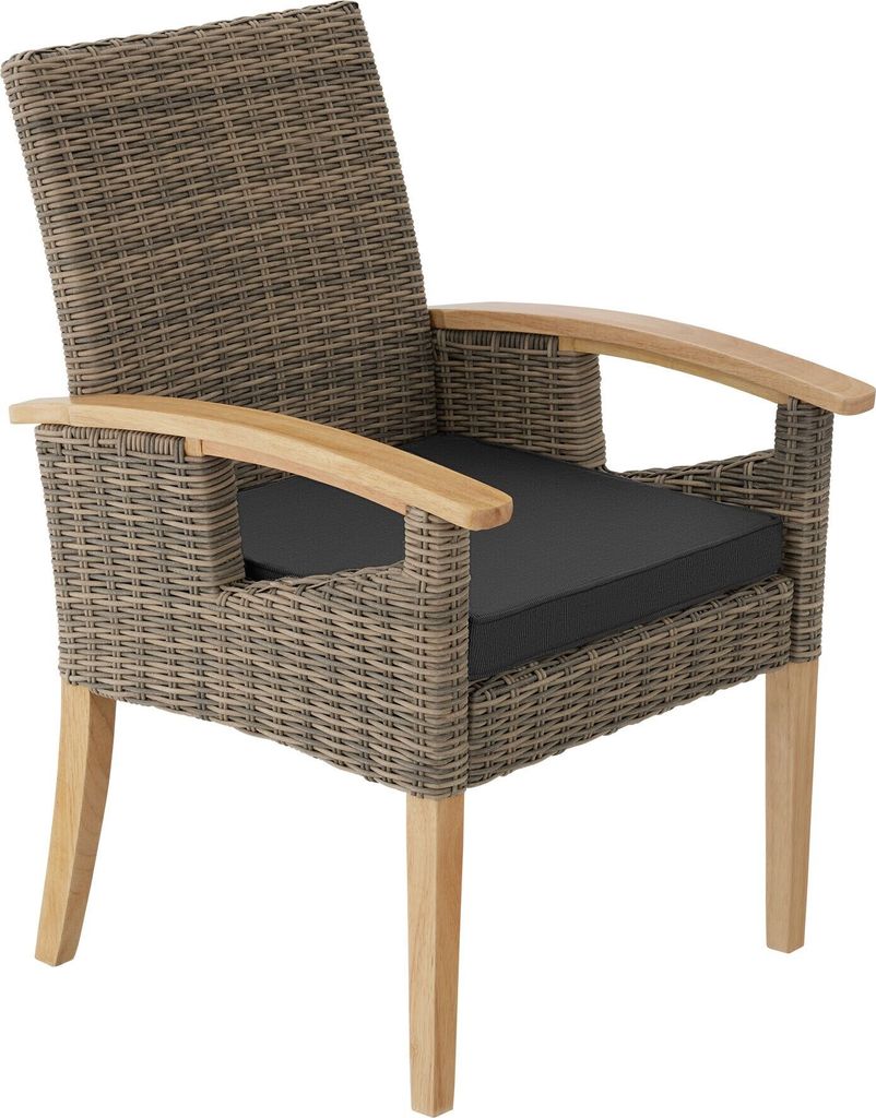 tectake® Rattan Stuhl Rosarno mit Holzgestell inklusive Produktbild 