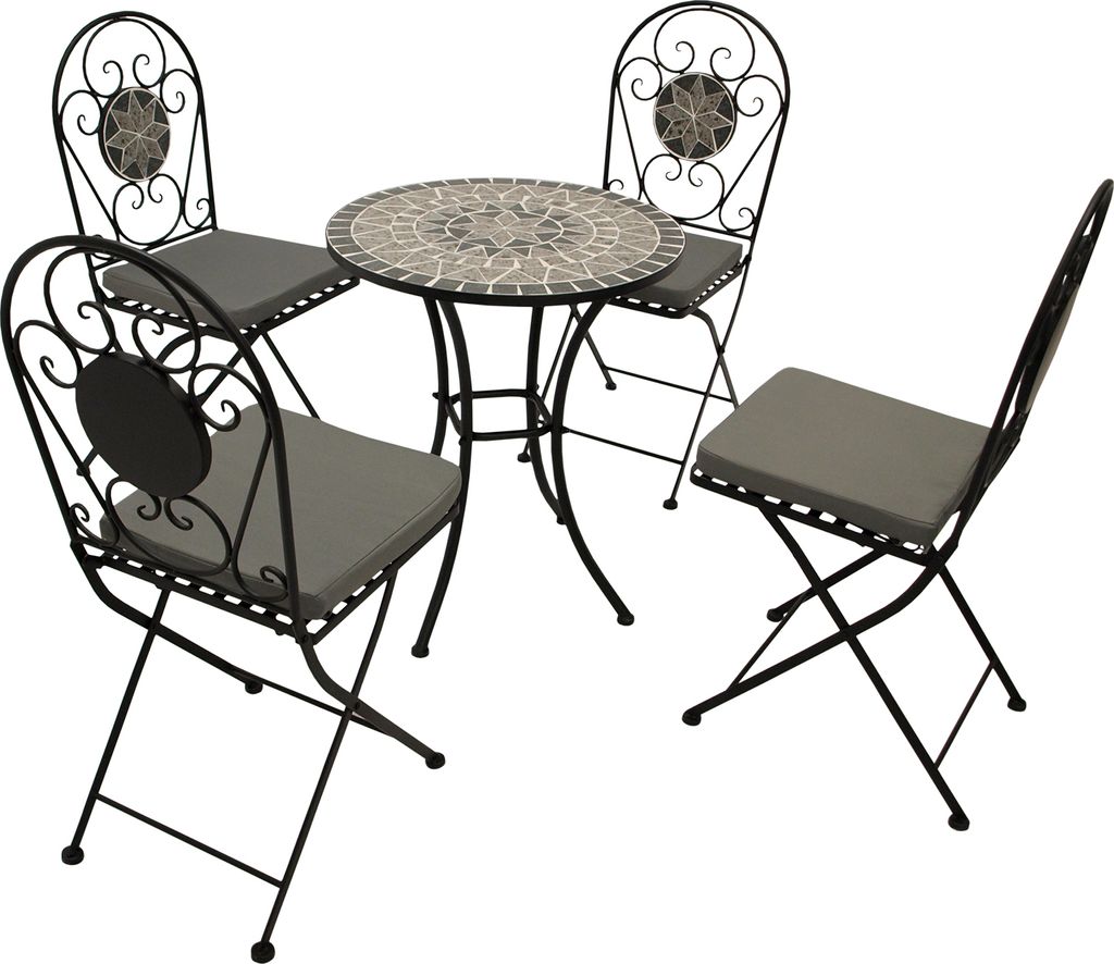 Bistroset Gartenset 5-teilig Eisen + Mosaik grau Produktbild 