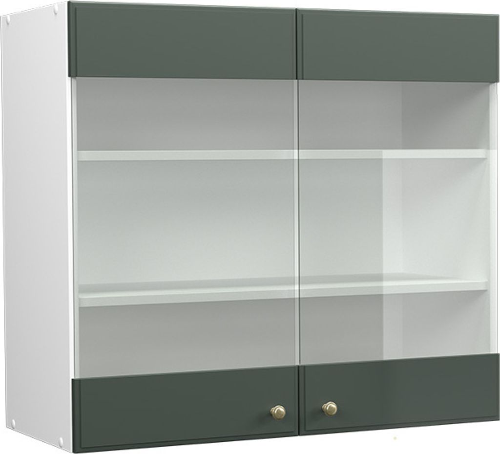Küchenglasschrank Vicco Fame-Line Grün-Gold Landhaus 80 cm, Produktbild 