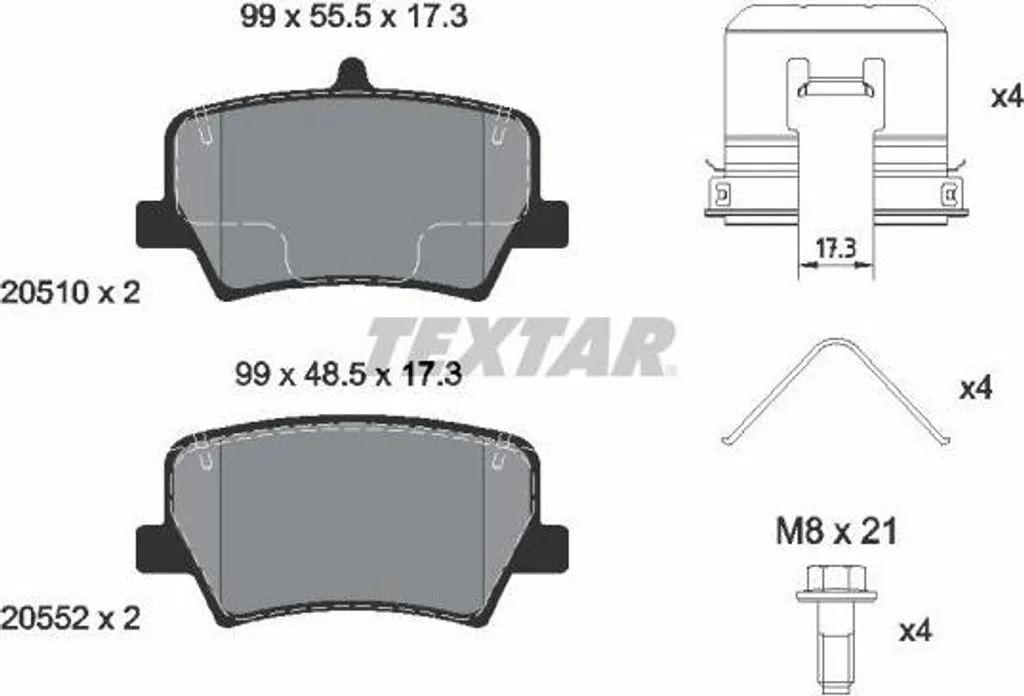 Jeu de plaquettes de frein à disque pour XC40 - Gamme TEXTAR 2051001