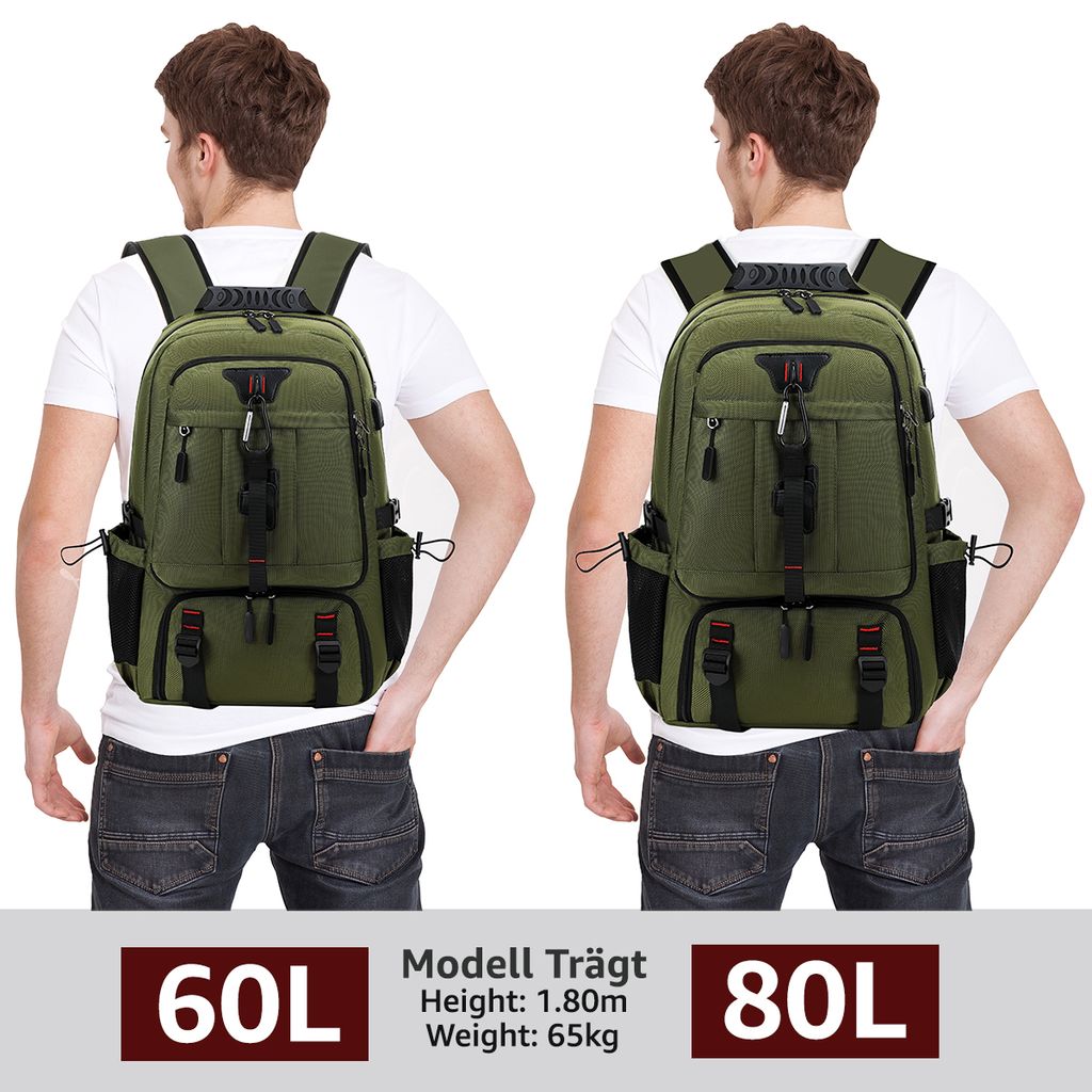 NULSTA Laptop Rucksack 60L, Reiserucksack Handgepäck mit Produktbild 11