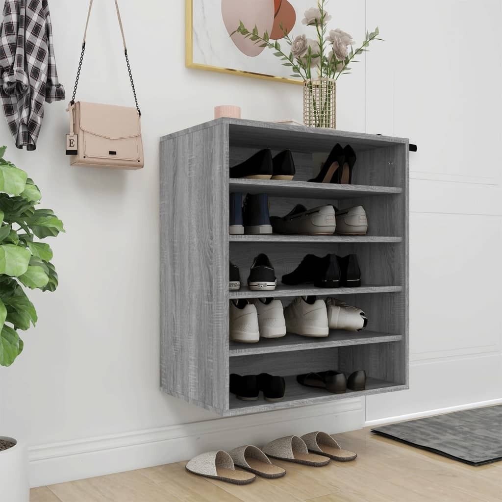 The Living Store Schuhschrank Grau Sonoma 60x35x70 cm Holzwerkstoff