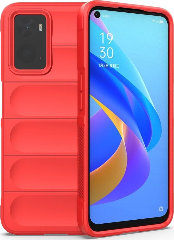Mobigear Bumpy OPPO A96 Hülle Flexibles TPU Backcover - Rot