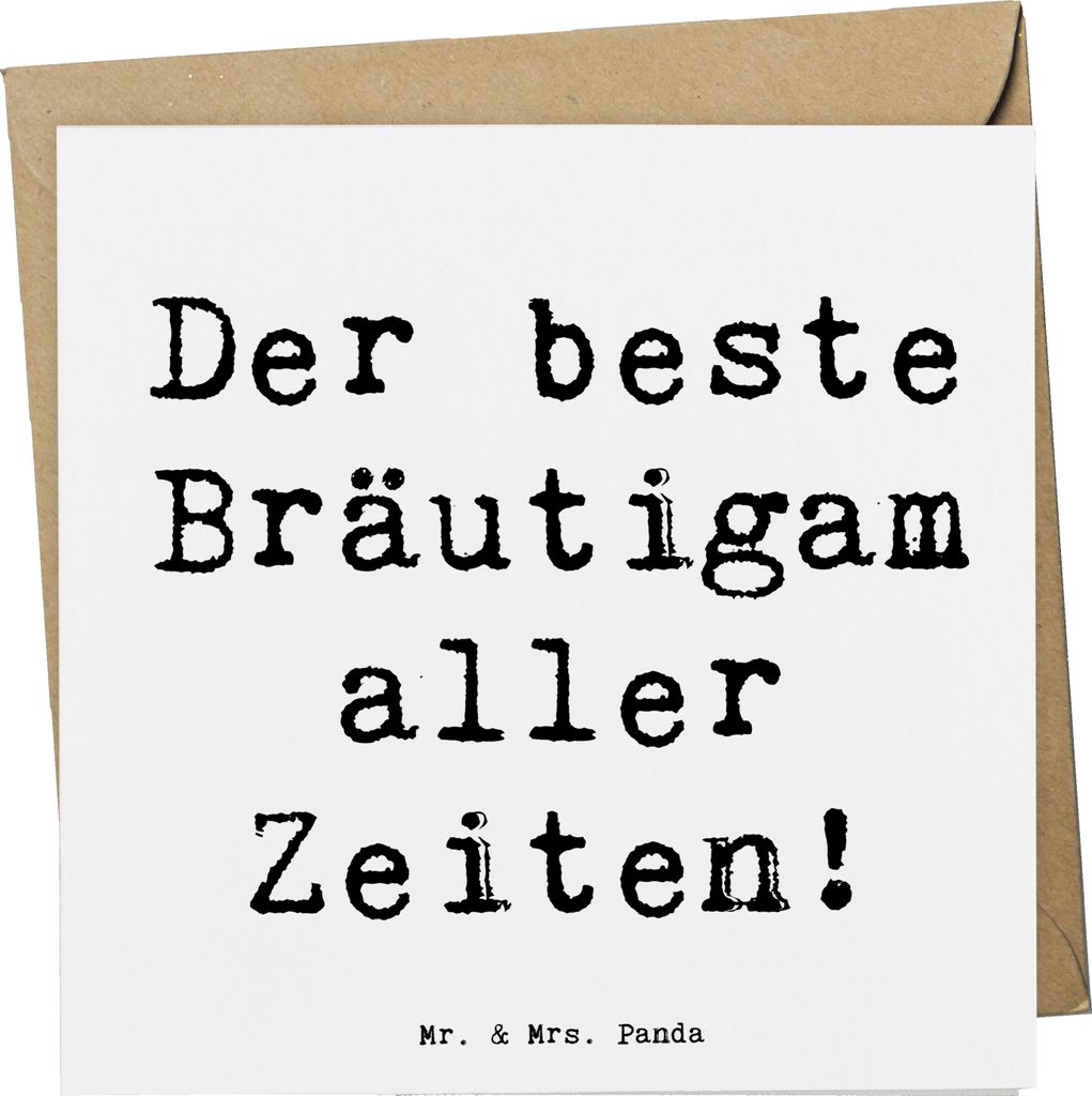 Mr. & Mrs. Panda Grußkarte Spruch Bester Bräutigam - Weiß - Geschenk, Klappkarte, faltkarte, zukünftiger Ehemann, Hochzeit, Hochzeitsdekoration...