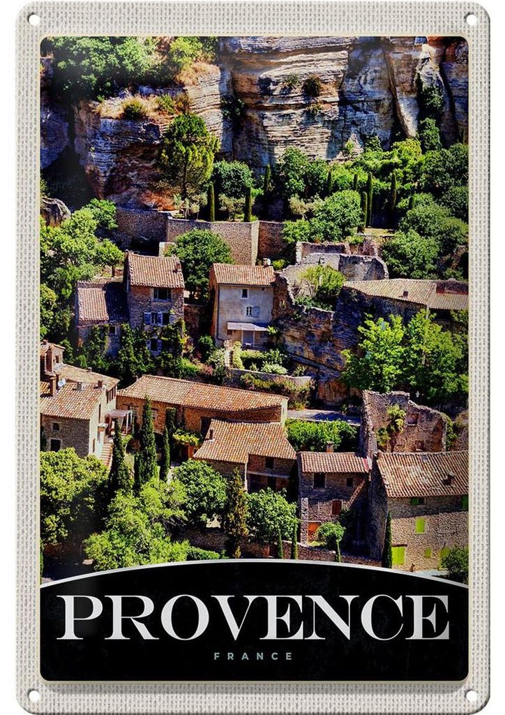Blechschild Reise 20x30cm Provence Frankreich Natur Gebäude