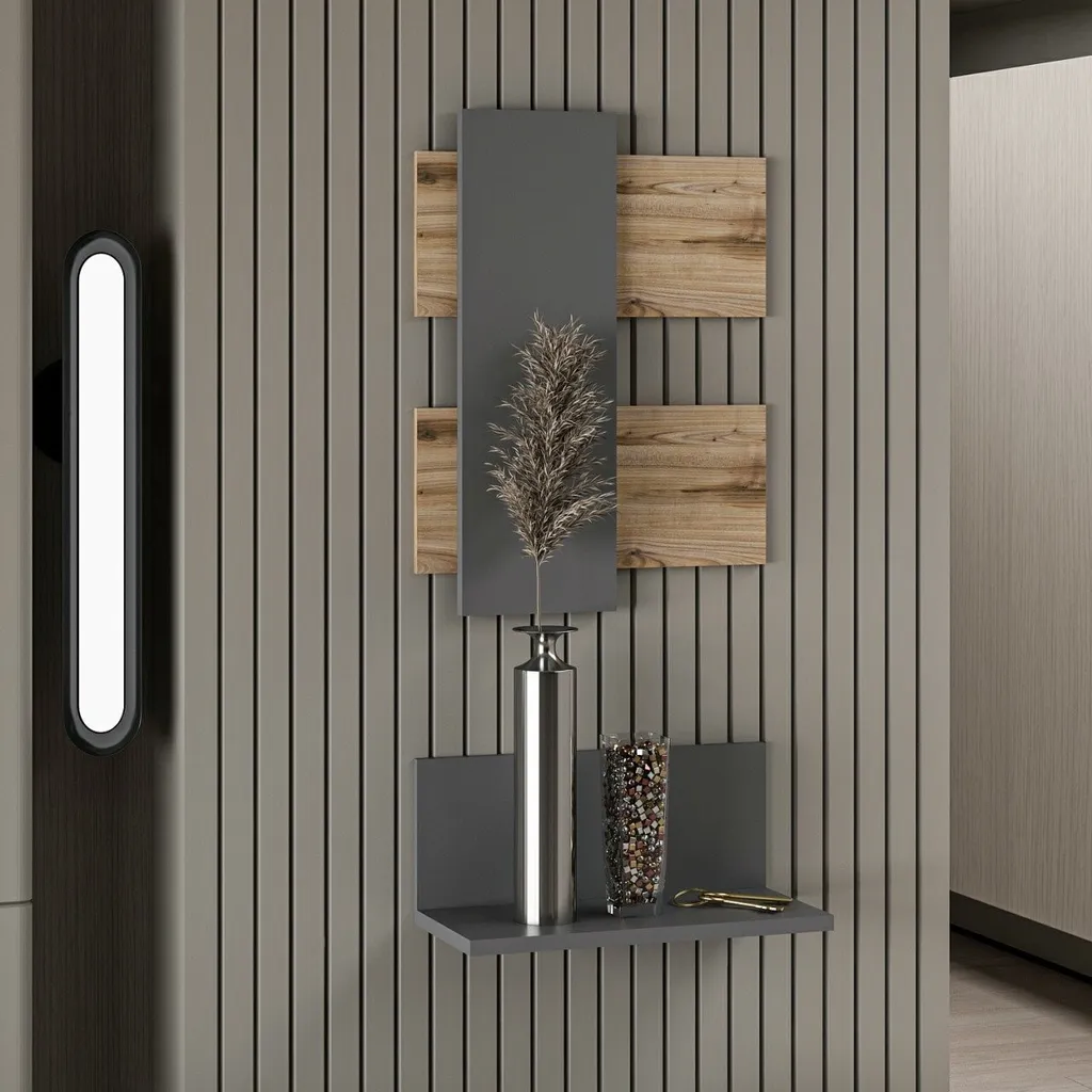 Belita Skye Decor Buffet Chêne et Anthracite en Mélaminé 45cm - 2