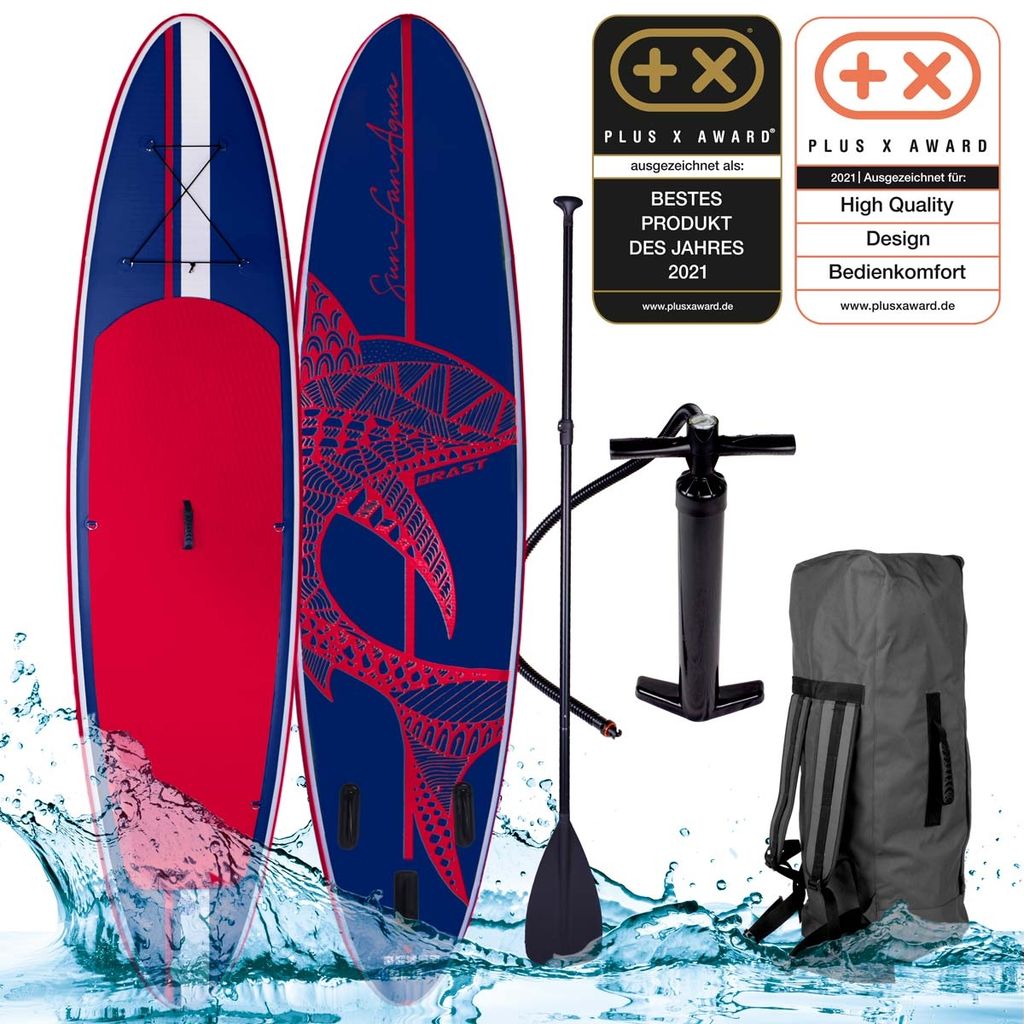 SUP Board Stand up Paddling SurfboardCandy Skull 320x76x15cm aufblasbar Alu-Paddel Hochdruck-Pumpe Rucksack 115KG Tragkraft
