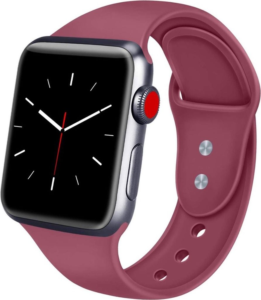 BStrap Soft Silicone Armband für Apple Watch 42/44/45mm, Red Wine