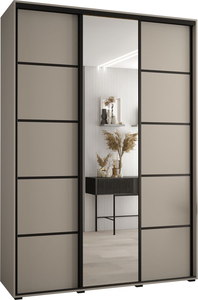 Kryspol Dakota 5 Schrank, drei Türen - 235,2x180x60cm - Kaschmir Schwarz