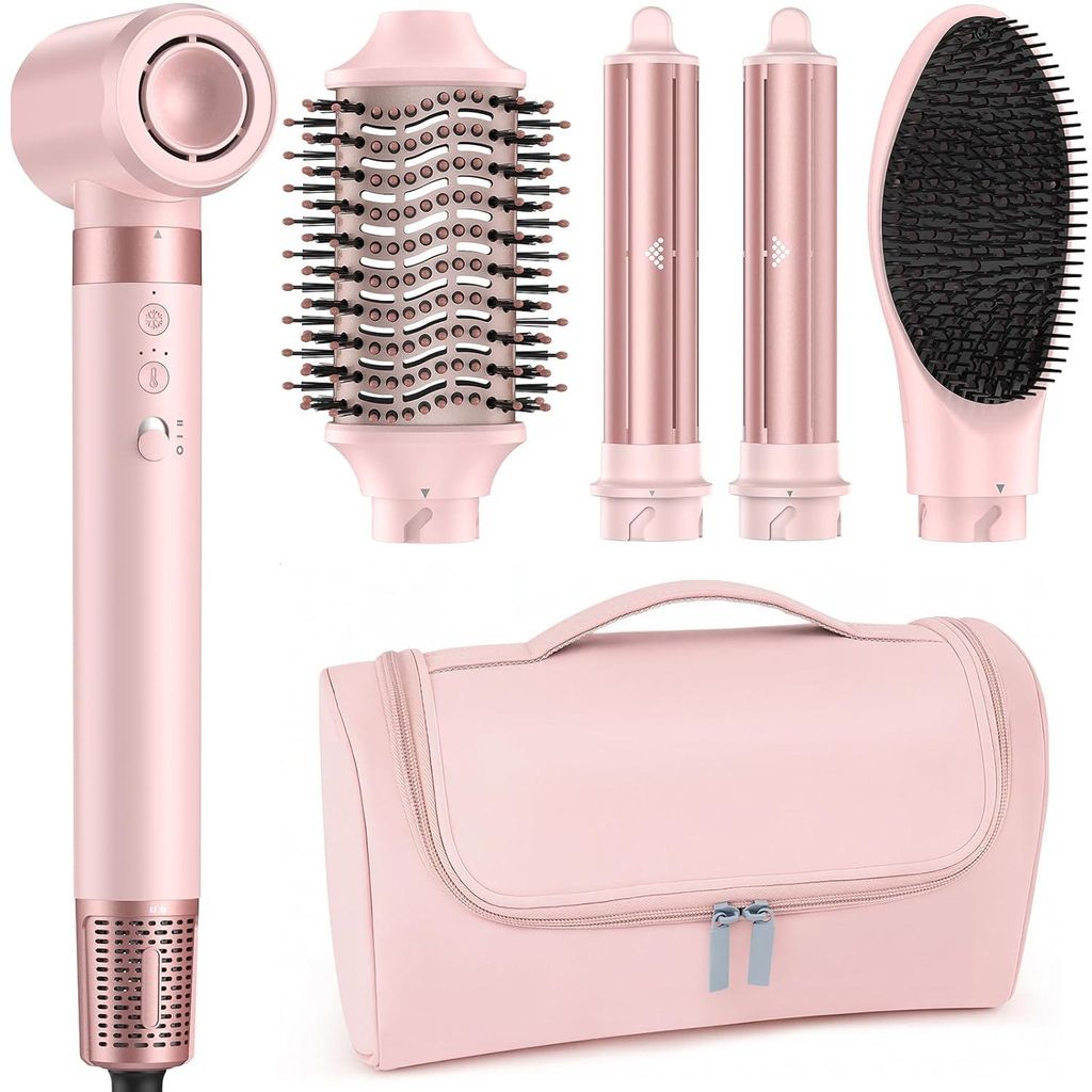 Airstyler 5 in 1 Multi-Hairstyler Ionen Haartrockner-Air Wrap Set,Styling für alle Haartypen,Keine Hitzeschäden,Locken,Volumisieren, Glätten