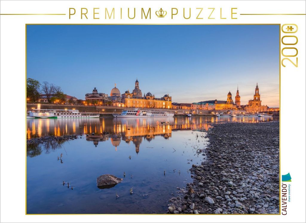 CALVENDO Puzzle Am Elbufer in Dresden 2000 Teile Puzzle quer | 2000 Teile Lege-Größe 90x67cm Foto-Puzzle für glückliche Stunden