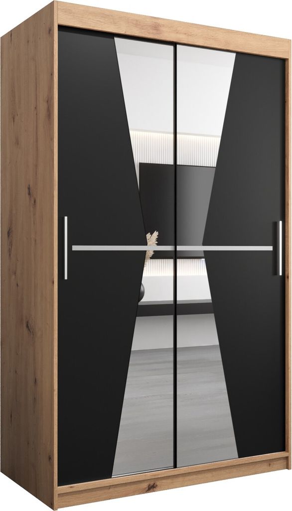 Kleiderschrank, Schiebetürenschrank Schlafzimmer, Schrank mit Spiegel MAROKO 120 cm