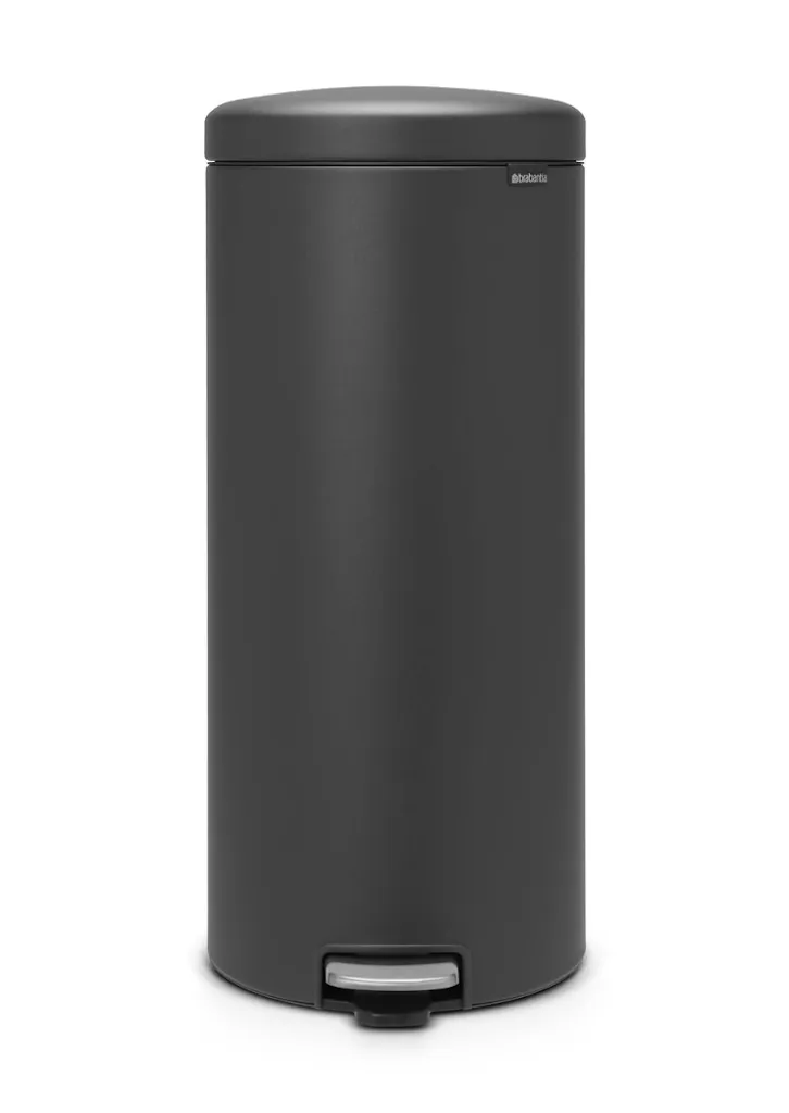 Poubelle Brabantia 114663 de 30L Ronde en Plastique Gris pour Terrasse