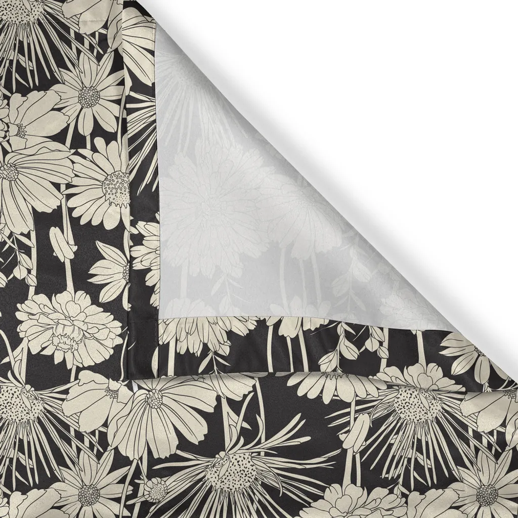 ABAKUHAUS Tenda con occhielli a fiori, illustrazione stilizzata della crescita primaverile, tema naturale monocromatico sulla bellezza del giardino, tende decorative a 2 pannelli, 280 cm x 225 cm, nero e beige - 4