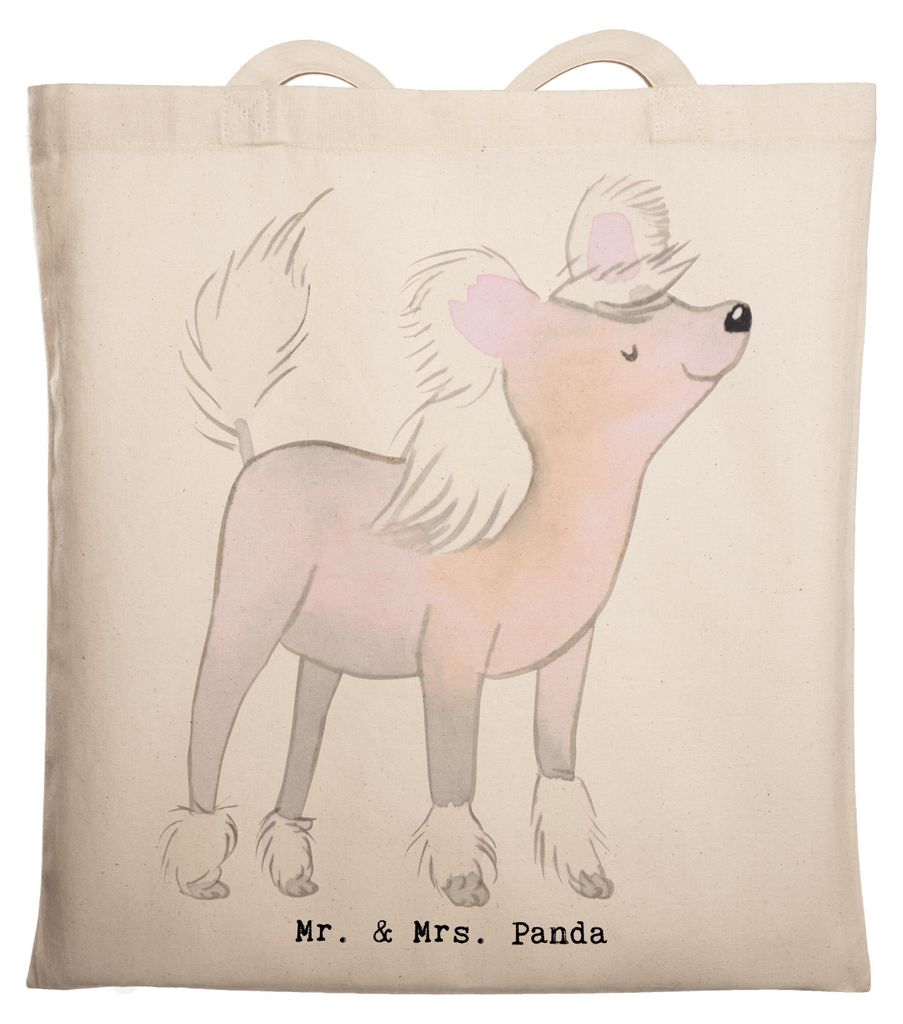 Mr. & Mrs. Panda Tote Bag Chinesischer Schopfhund Moment - Transparent - Geschenk, Chinese Crested Dog, Schultasche, Laptoptasche, Jutebeutel, Eink...