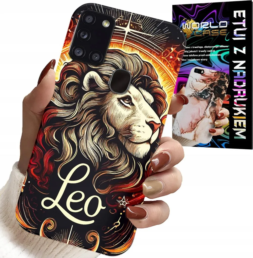 Cover Samsung A21S Astronomia Leone - Custodia Elegante in Vetro