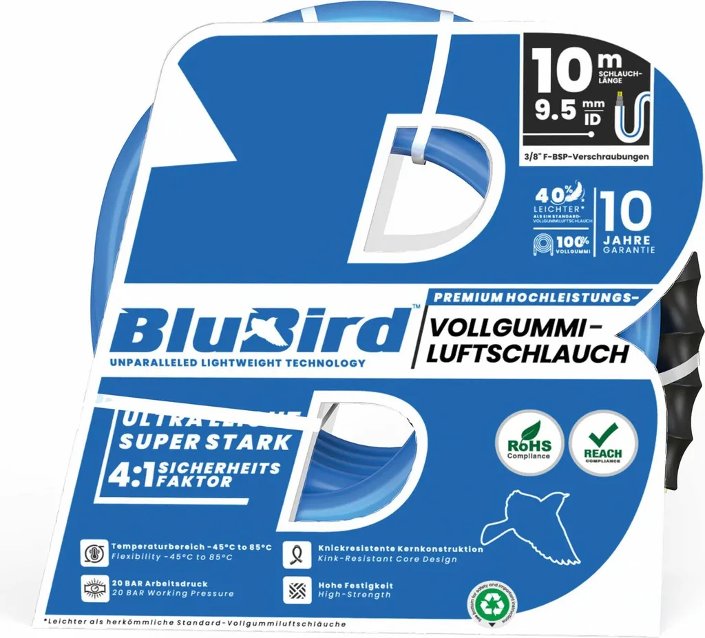 Tubo Aria BluBird 10m Ø 9,5mm con Giunto Sicurezza G1/4 - Offerta