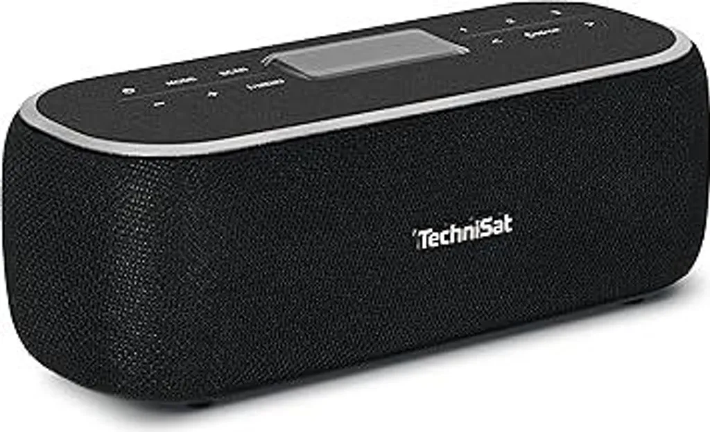 TechniSat DIGITRADIO BT 1 - Altoparlante Bluetooth portatile con radio digitale DAB+ (FM, orologio, sveglia, memoria preferiti, funzione vivavoce, ingresso AUX, tasti di selezione diretta, batteria ricaricabile, 6 Watt) nero