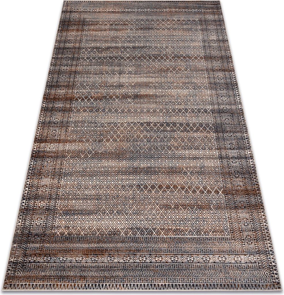 Teppich Wolle NAIN Rahmen, Rauten 1277/51655 beige / grau / braun Mehrfarben 120x170 cm