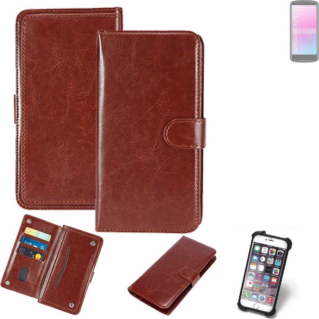 K-S-Trade 360° Hülle kompatibel mit Bea-fon M7 Lite premium braun Kunstleder Case BookCase WalletCase Kunstlederederhülle Handyhülle, Rundumschutz