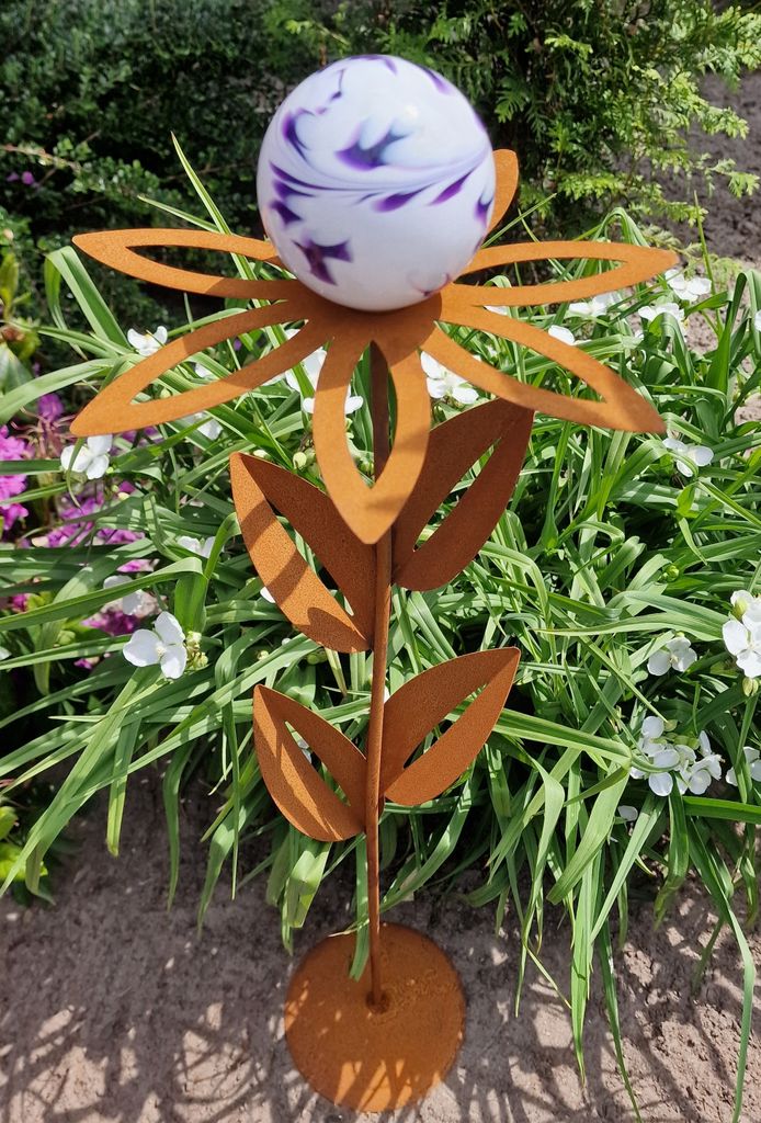 Glaszauber Blume Paris Cortenstahl 77 cm Kugel aus Glas in Produktbild 