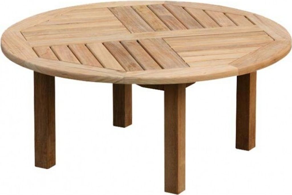 Teako Design Couchtisch Rund Teakholz Massiv Wetterfest 120cm