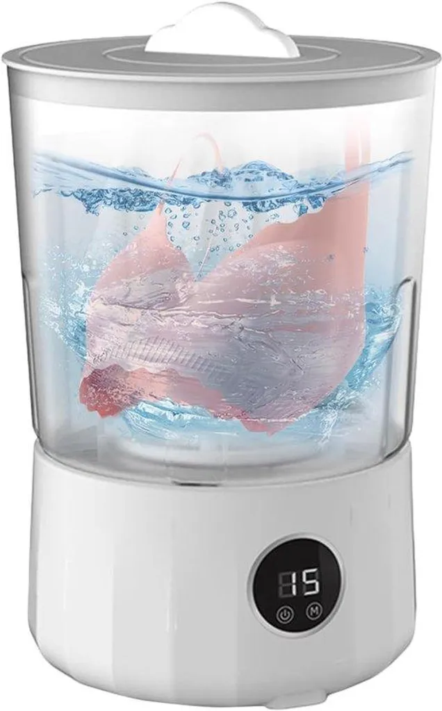 Lave-linge nomade 2L haute performance, design blanc épuré et robuste